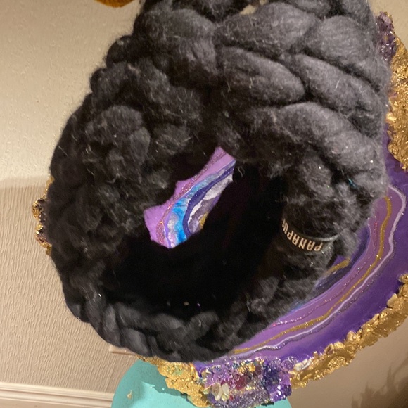 𝅺PANAPUFA Chunky Knit Cowl/ Braided Black Scarf - Picture 5 of 5